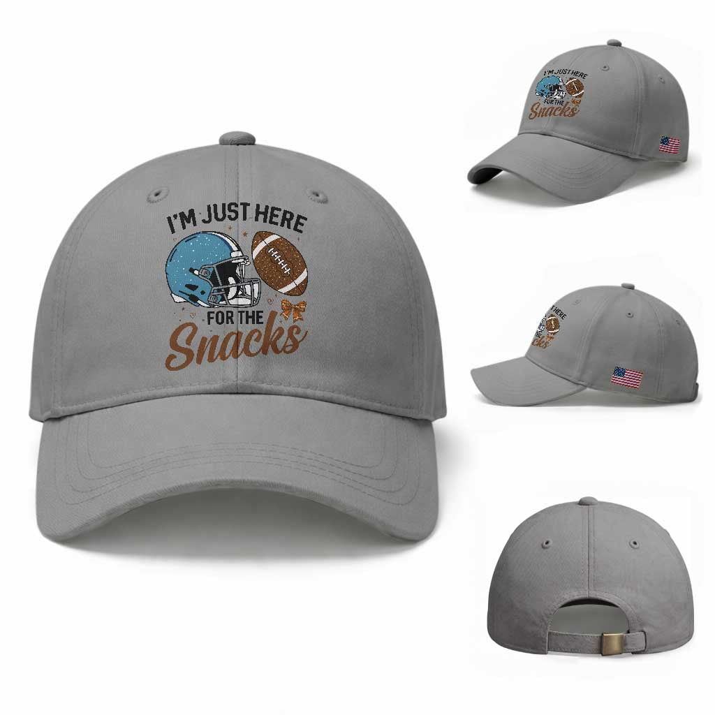 Im Just Here For The Snacks Baseball Cap Bow Football Lover