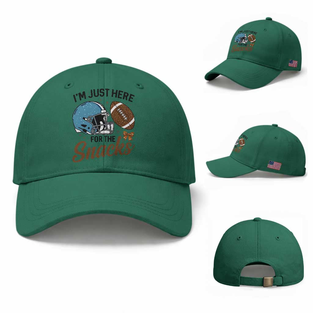 Im Just Here For The Snacks Baseball Cap Bow Football Lover