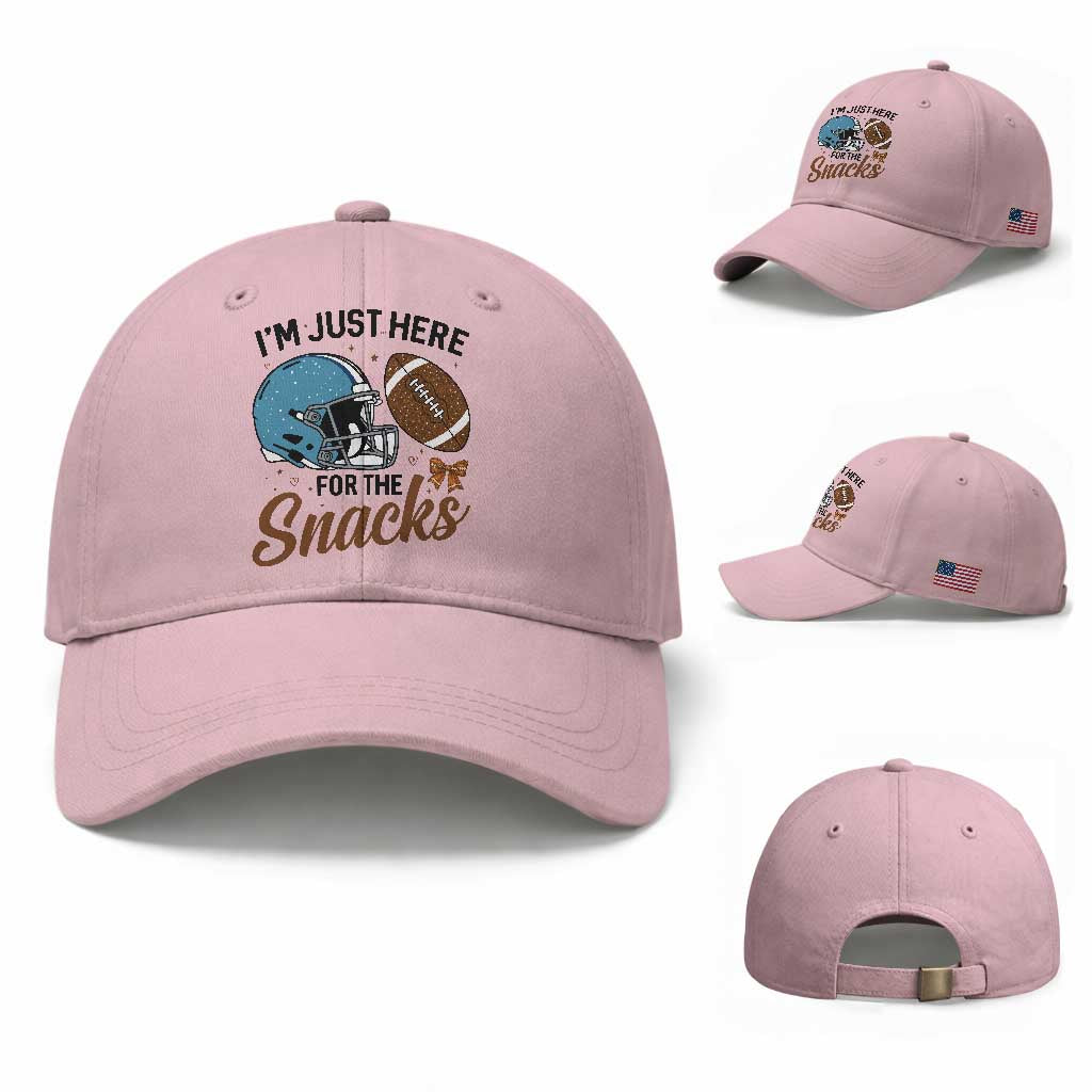 Im Just Here For The Snacks Baseball Cap Bow Football Lover