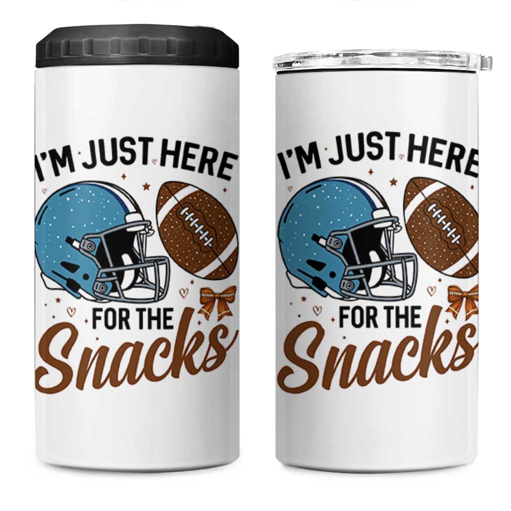 Im Just Here For The Snacks 4 in 1 Can Cooler Tumbler Bow Football Lover - Wonder Print Shop