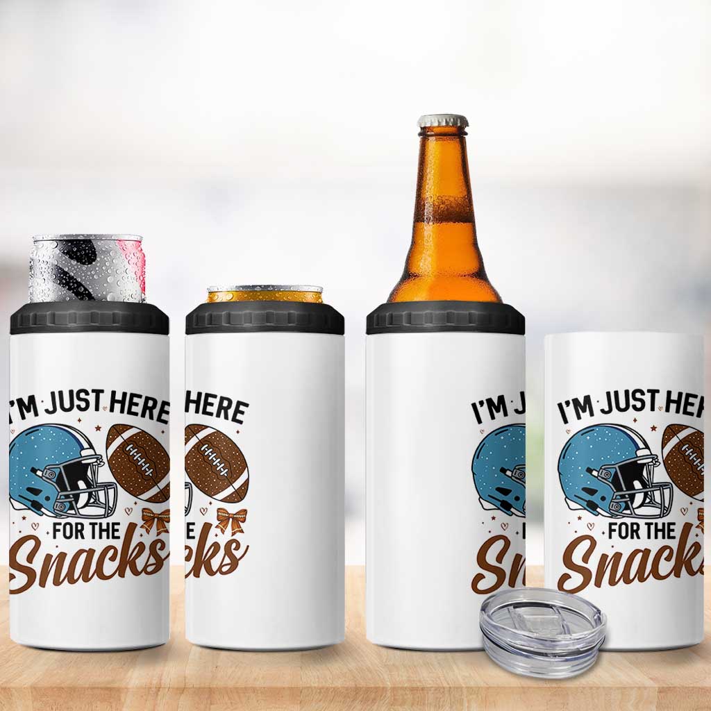 Im Just Here For The Snacks 4 in 1 Can Cooler Tumbler Bow Football Lover - Wonder Print Shop