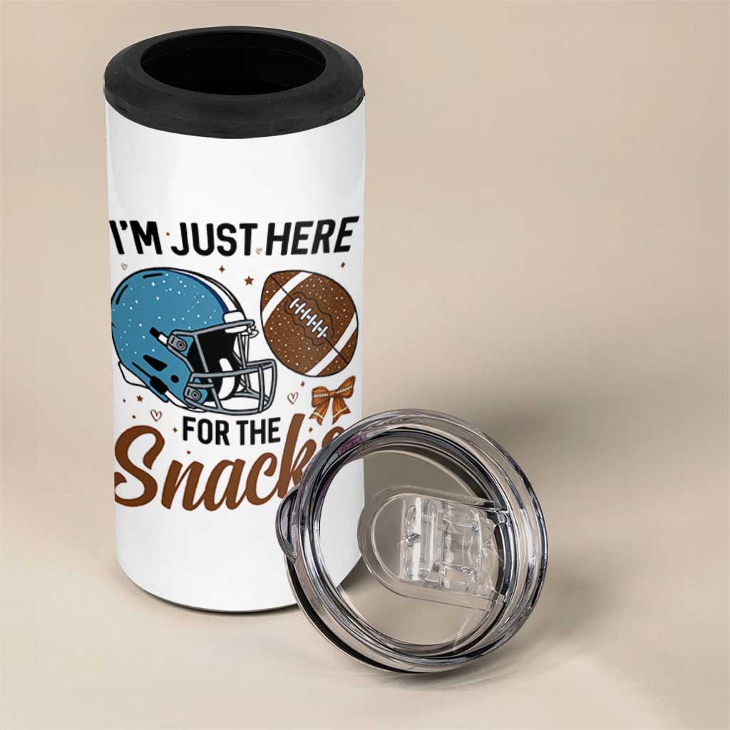 Im Just Here For The Snacks 4 in 1 Can Cooler Tumbler Bow Football Lover - Wonder Print Shop