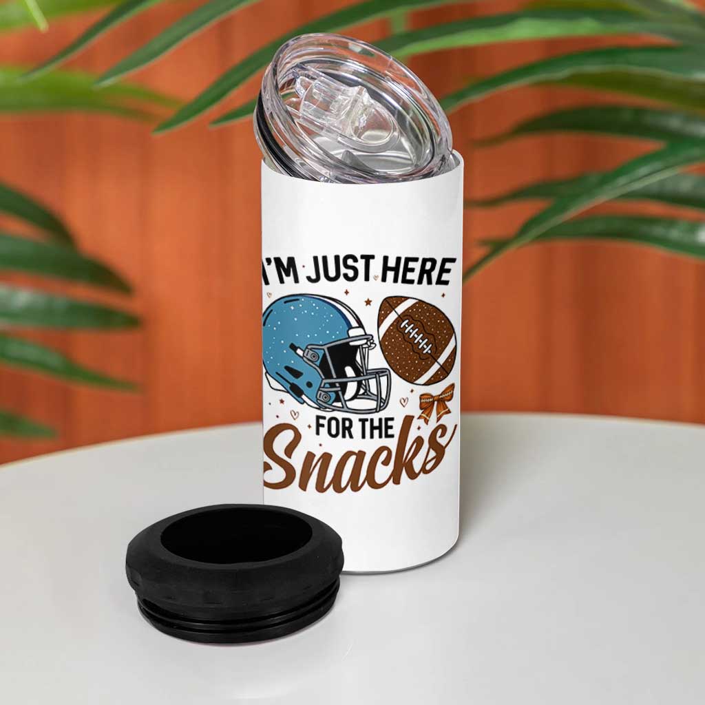 Im Just Here For The Snacks 4 in 1 Can Cooler Tumbler Bow Football Lover - Wonder Print Shop