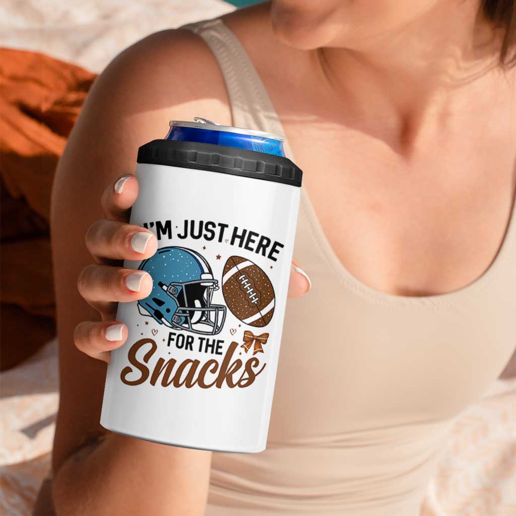 Im Just Here For The Snacks 4 in 1 Can Cooler Tumbler Bow Football Lover - Wonder Print Shop