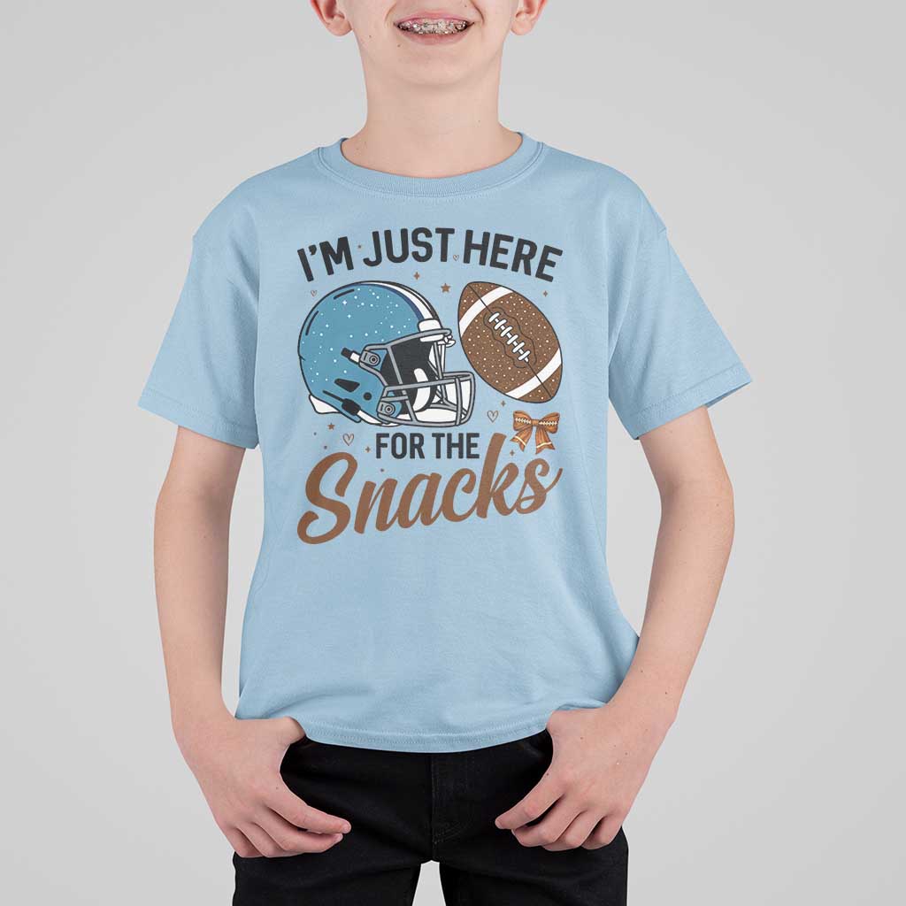 Im Just Here For The Snacks T Shirt For Kid Bow Football Lover - Wonder Print Shop