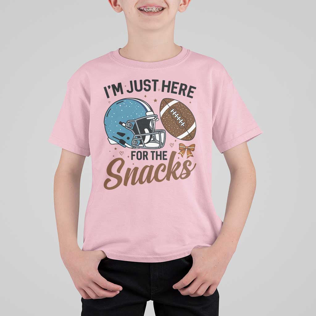 Im Just Here For The Snacks T Shirt For Kid Bow Football Lover - Wonder Print Shop