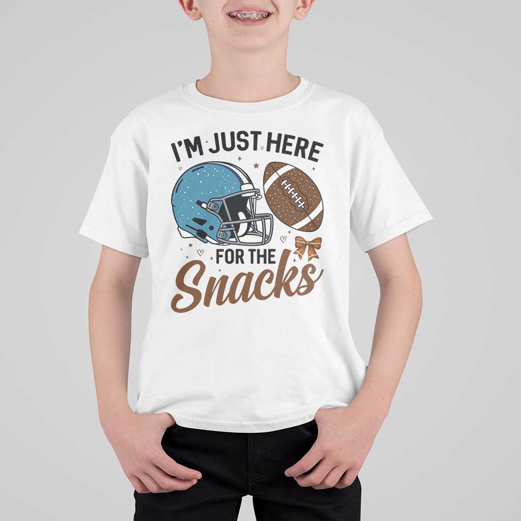 Im Just Here For The Snacks T Shirt For Kid Bow Football Lover - Wonder Print Shop