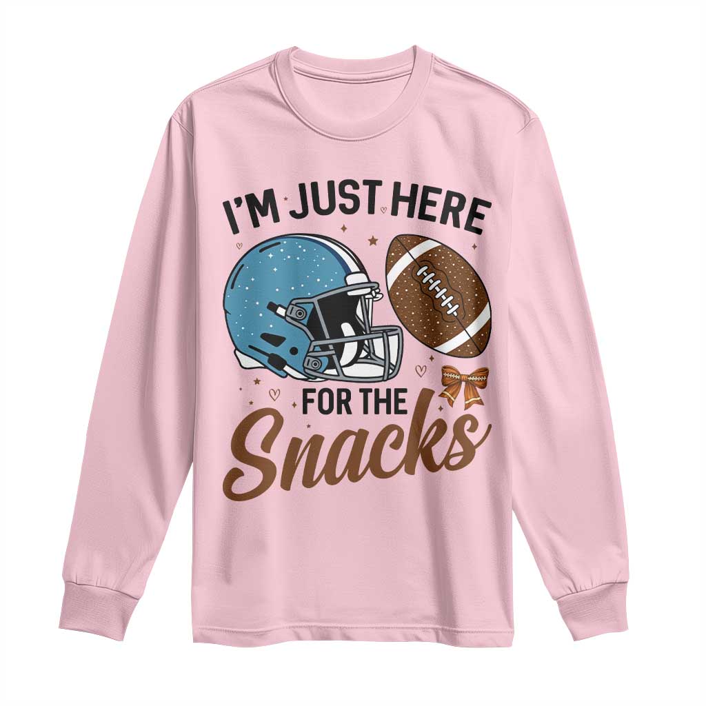 Im Just Here For The Snacks Long Sleeve Shirt Bow Football Lover - Wonder Print Shop