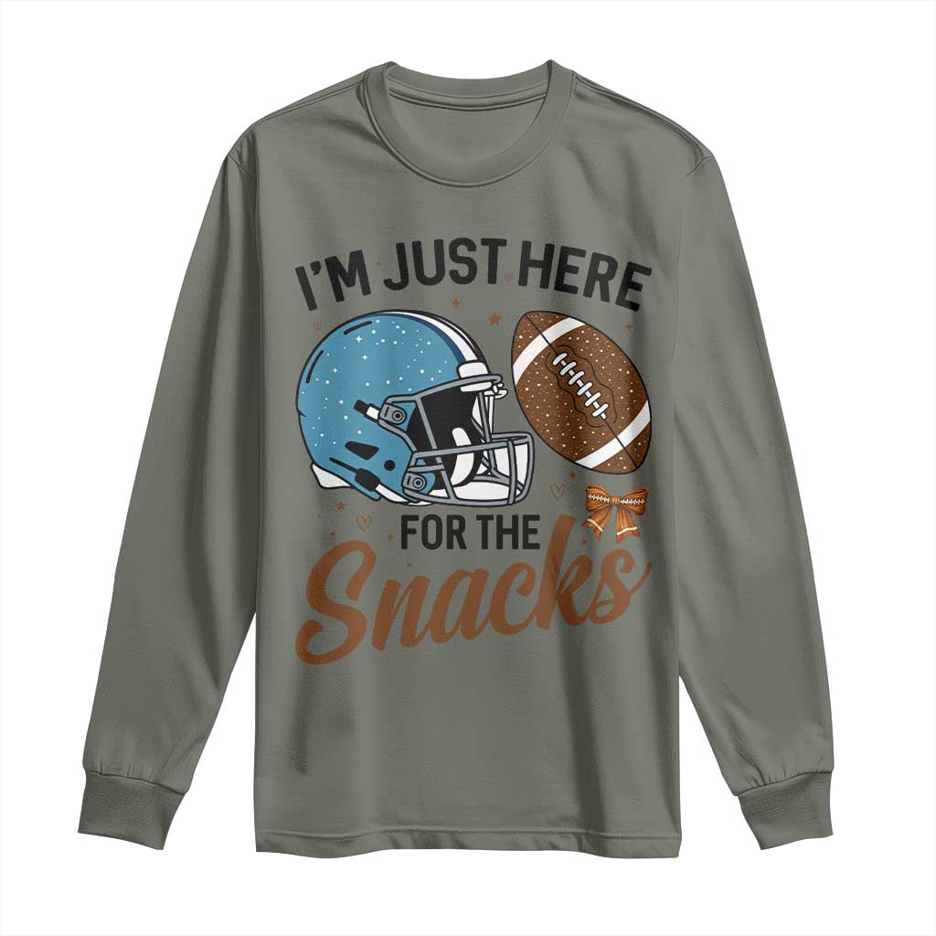 Im Just Here For The Snacks Long Sleeve Shirt Bow Football Lover - Wonder Print Shop
