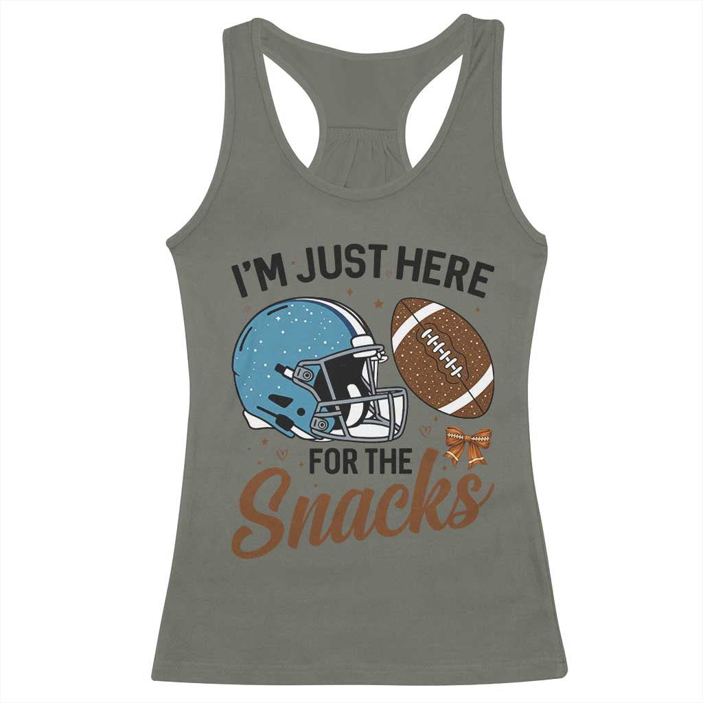 Im Just Here For The Snacks Racerback Tank Top Bow Football Lover - Wonder Print Shop