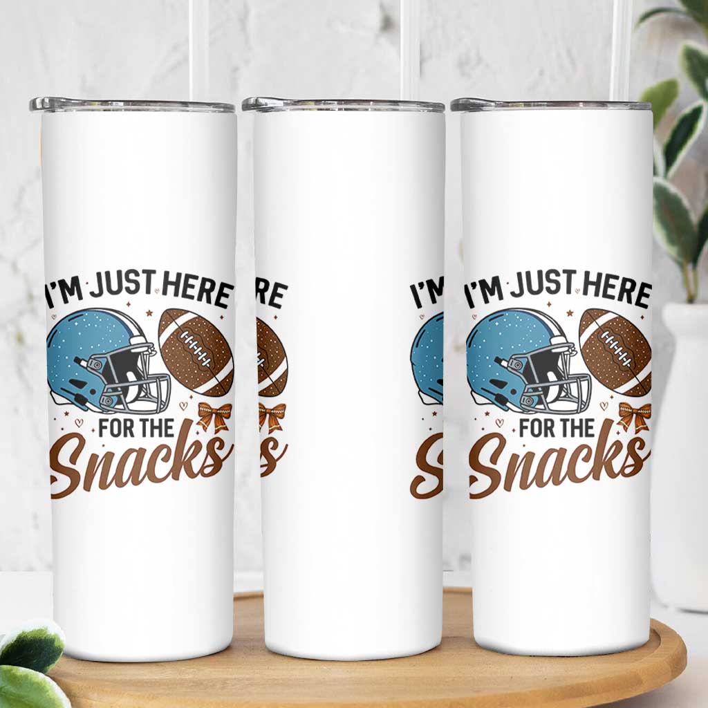 Im Just Here For The Snacks Skinny Tumbler Bow Football Lover - Wonder Print Shop