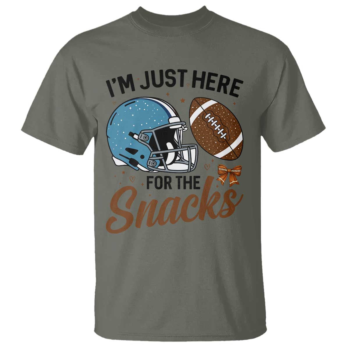 Im Just Here For The Snacks T Shirt Bow Football Lover - Wonder Print Shop