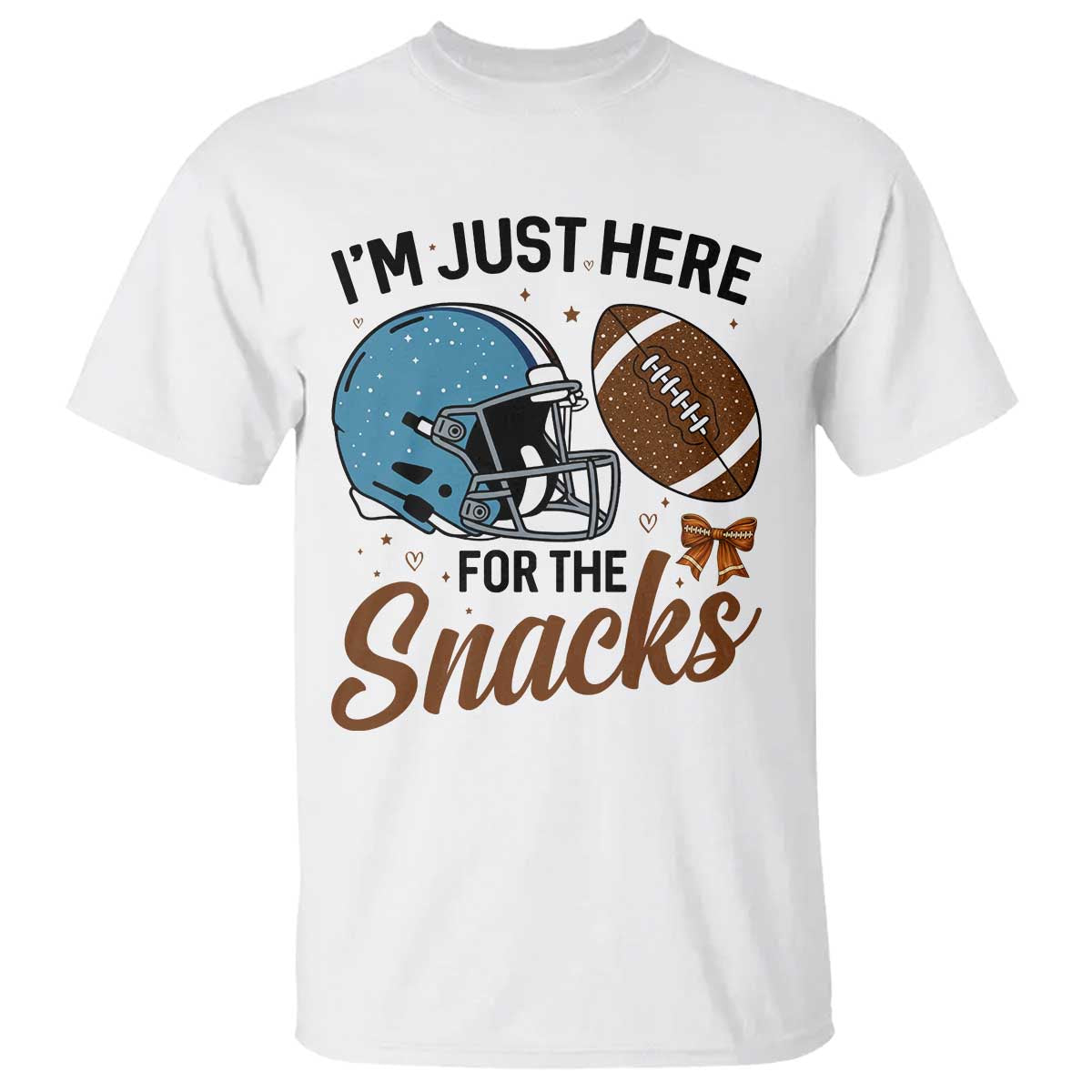 Im Just Here For The Snacks T Shirt Bow Football Lover - Wonder Print Shop
