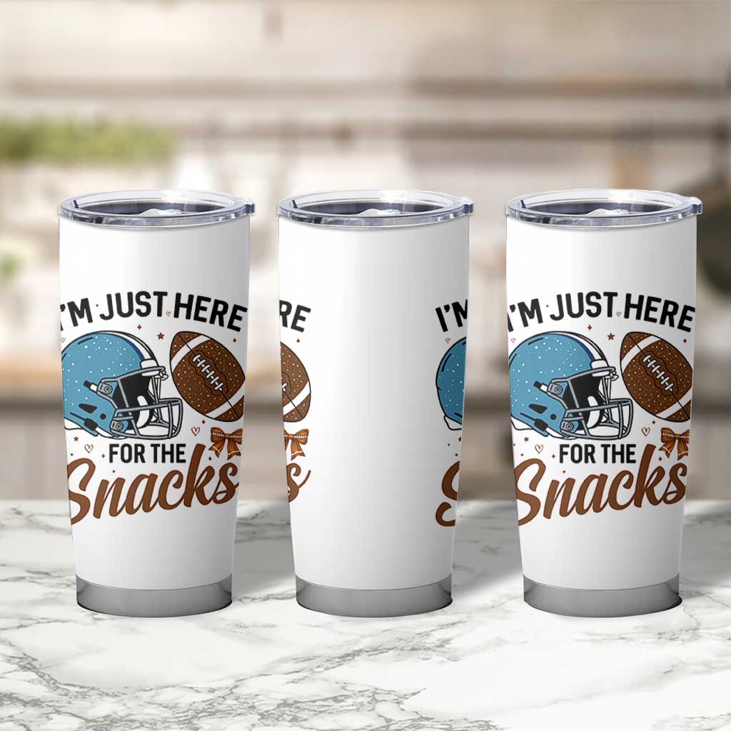 Im Just Here For The Snacks Tumbler Cup Bow Football Lover - Wonder Print Shop