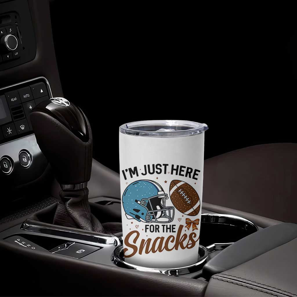 Im Just Here For The Snacks Tumbler Cup Bow Football Lover - Wonder Print Shop