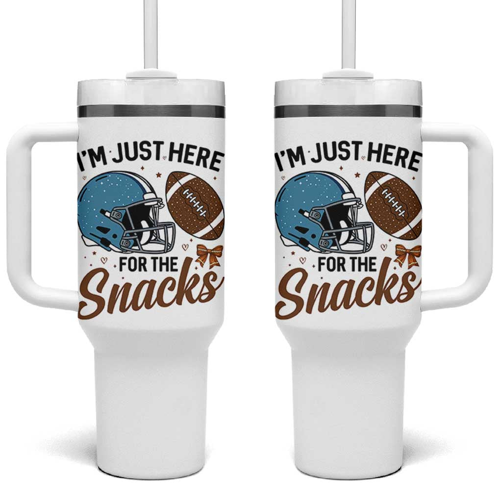 Im Just Here For The Snacks Tumbler With Handle Bow Football Lover - Wonder Print Shop