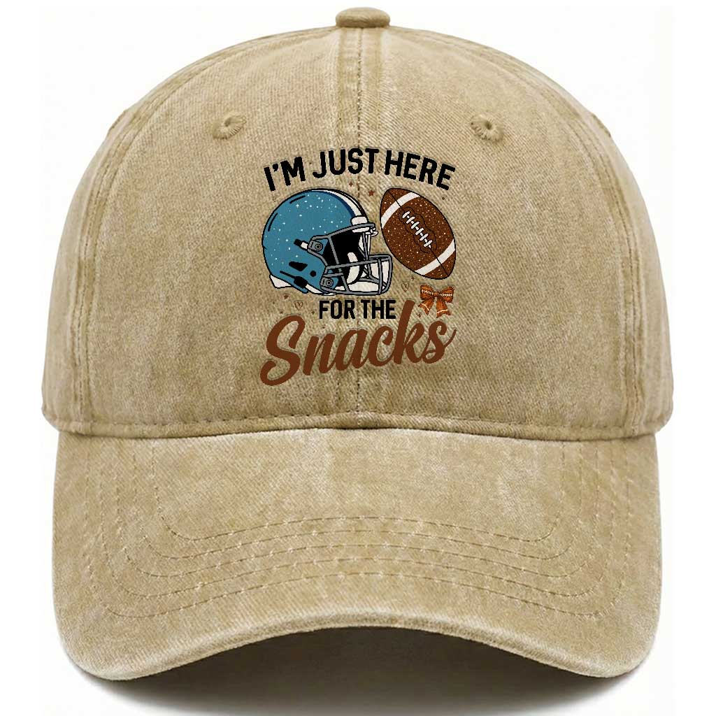 Im Just Here For The Snacks Washed Cotton Baseball Cap Bow Football Lover
