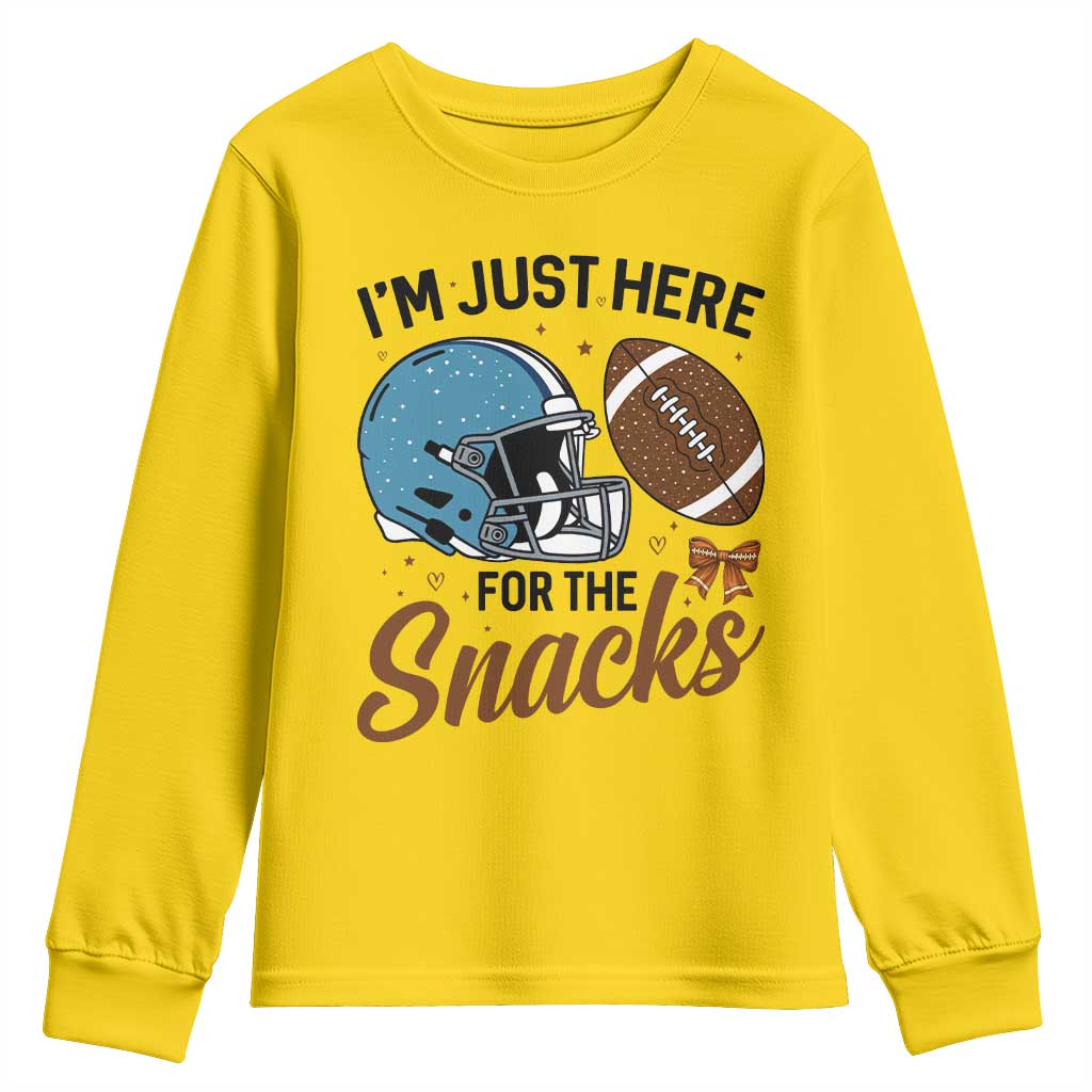 Im Just Here For The Snacks Youth Sweatshirt Bow Football Lover - Wonder Print Shop