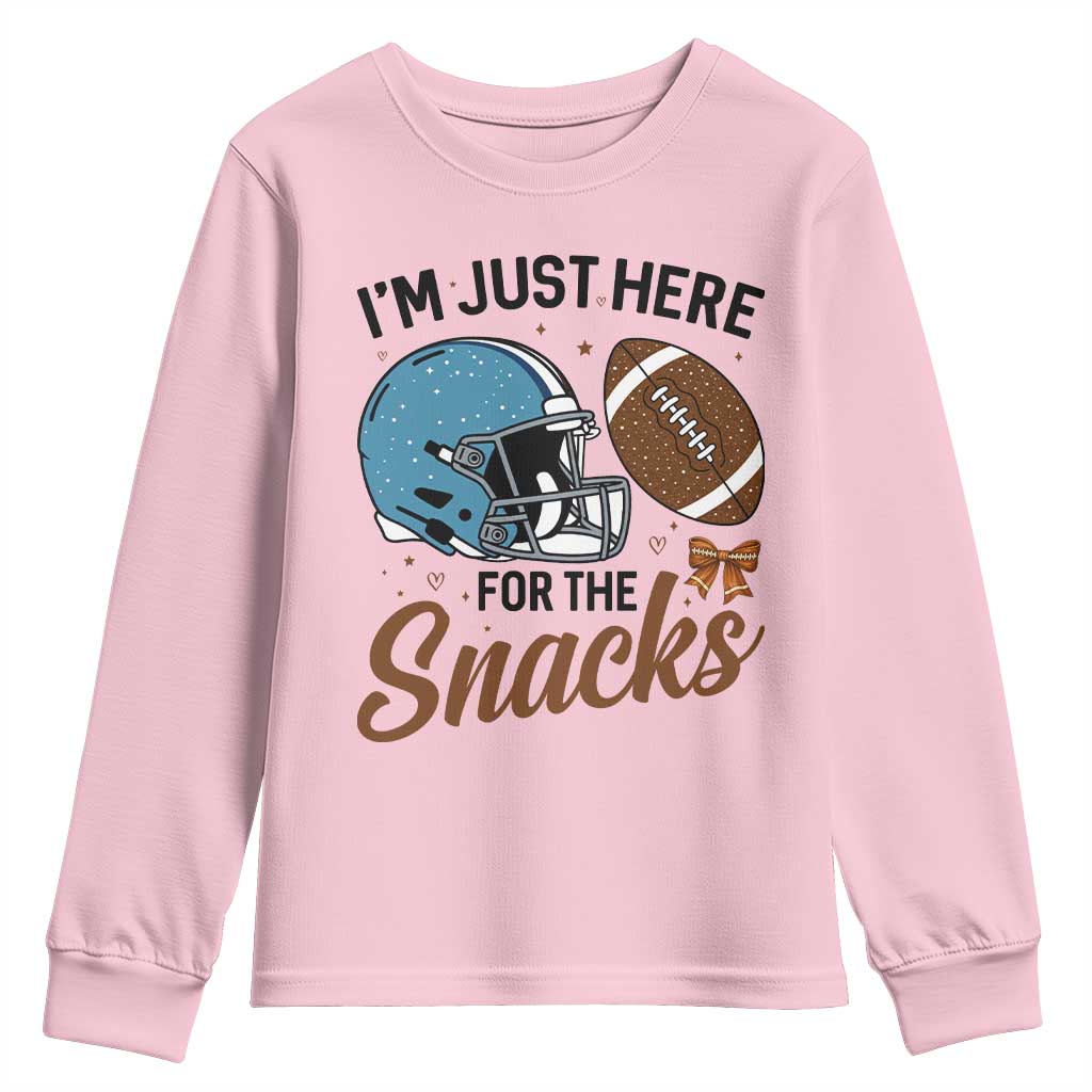 Im Just Here For The Snacks Youth Sweatshirt Bow Football Lover - Wonder Print Shop