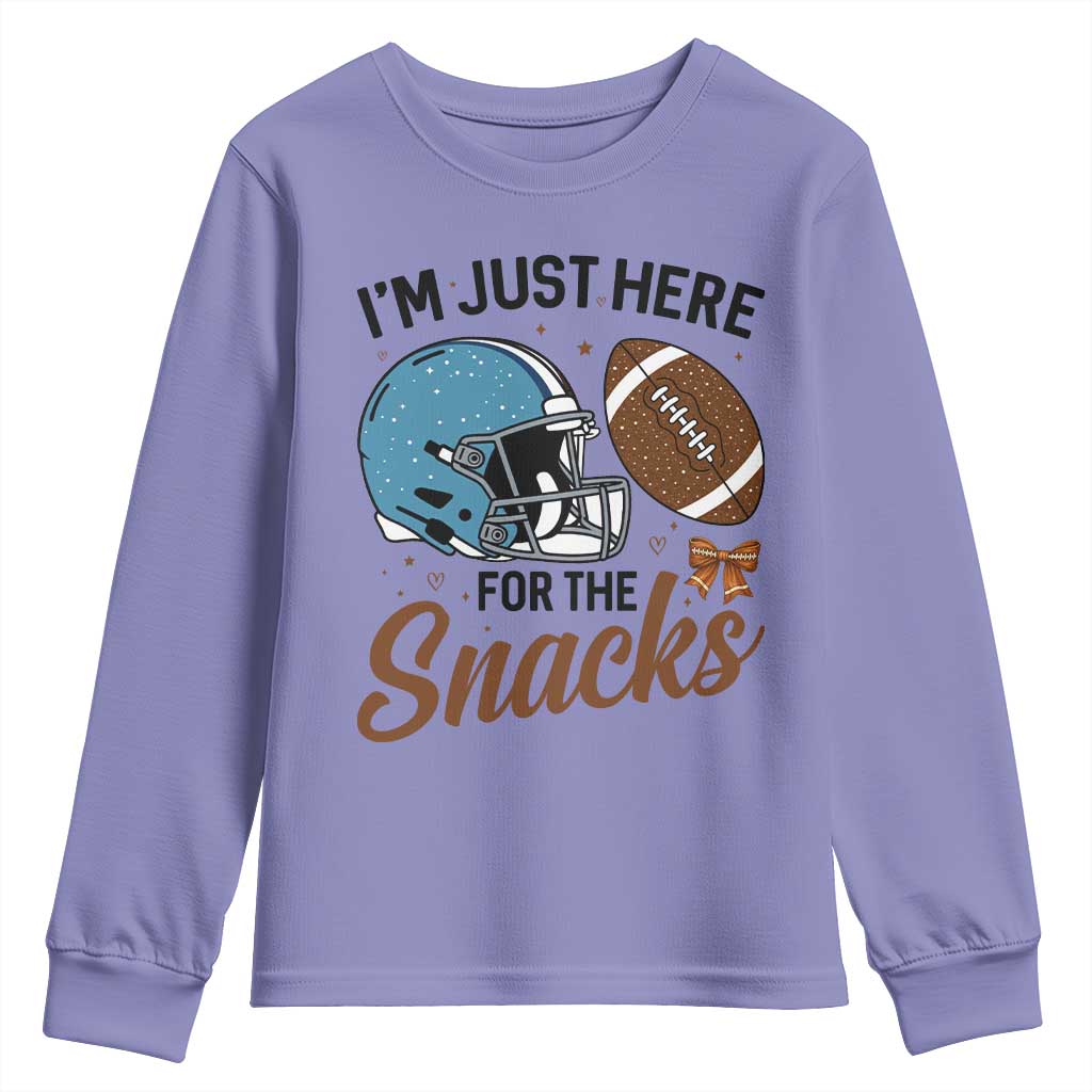 Im Just Here For The Snacks Youth Sweatshirt Bow Football Lover - Wonder Print Shop