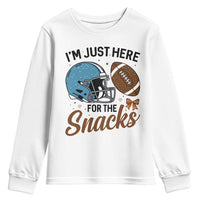 Im Just Here For The Snacks Youth Sweatshirt Bow Football Lover - Wonder Print Shop