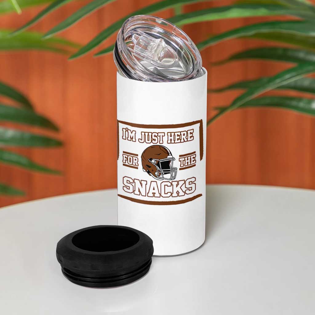 Im Just Here For The Snacks 4 in 1 Can Cooler Tumbler Football Fan Gift - Wonder Print Shop