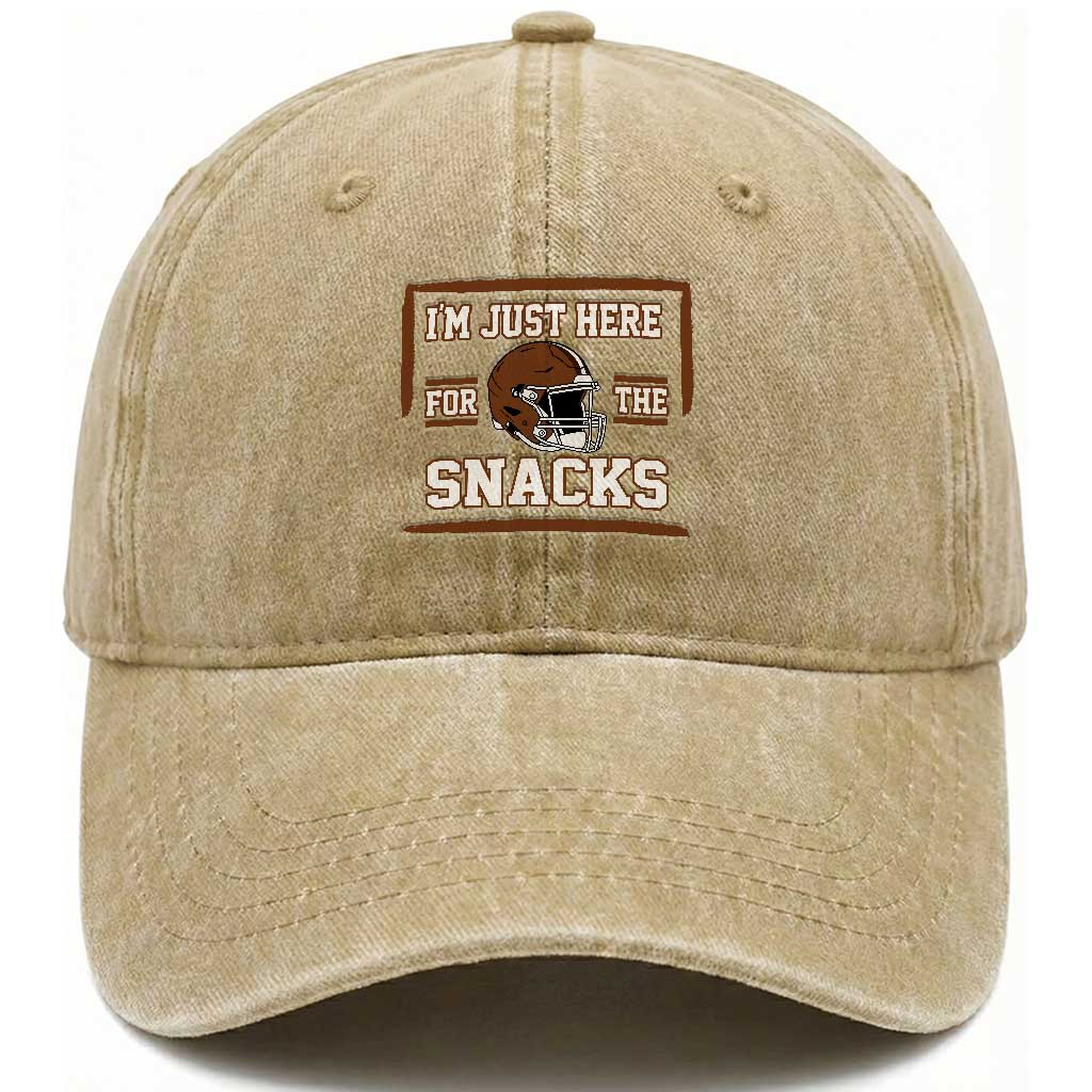 Im Just Here For The Snacks Washed Cotton Baseball Cap Football Fan Gift