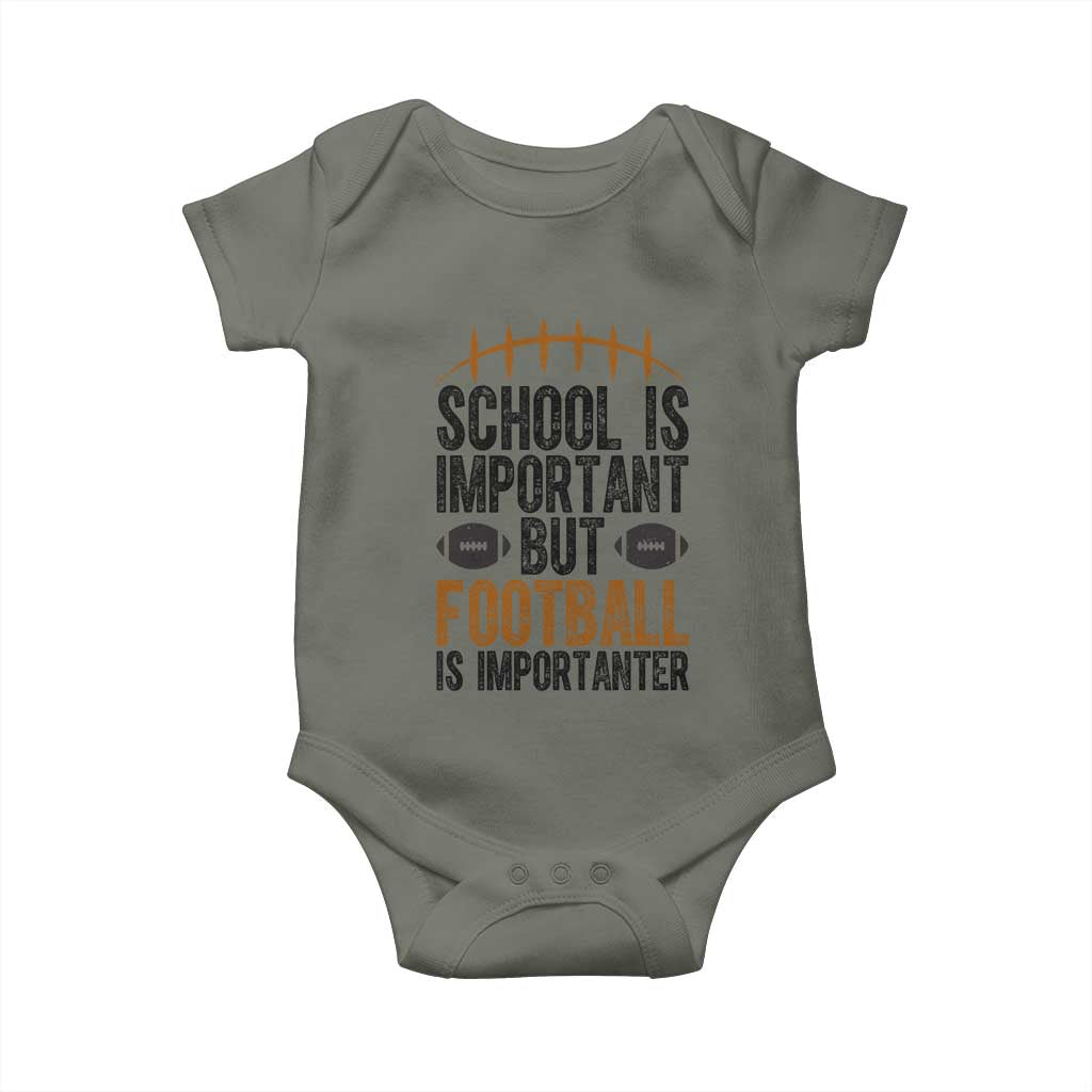 School Is Important But Football Is Importanter Baby Onesie Funny Sports Fan Gift - Wonder Print Shop