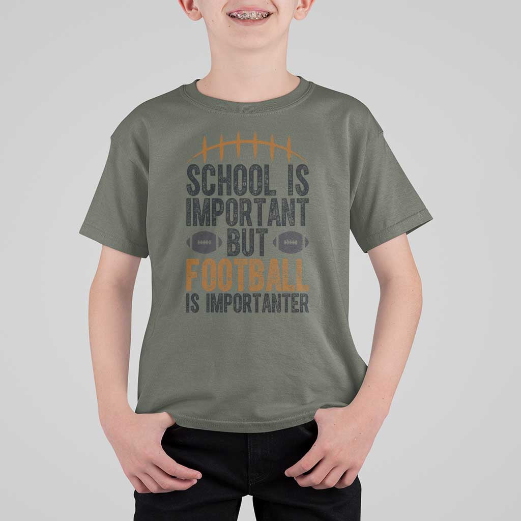 School Is Important But Football Is Importanter T Shirt For Kid Funny Sports Fan Gift - Wonder Print Shop