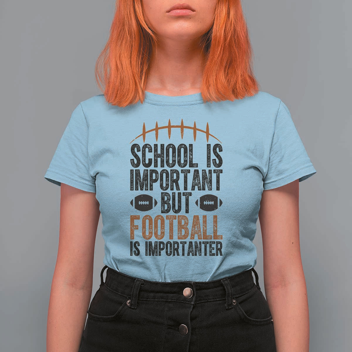 School Is Important But Football Is Importanter T Shirt For Women Funny Sports Fan Gift - Wonder Print Shop