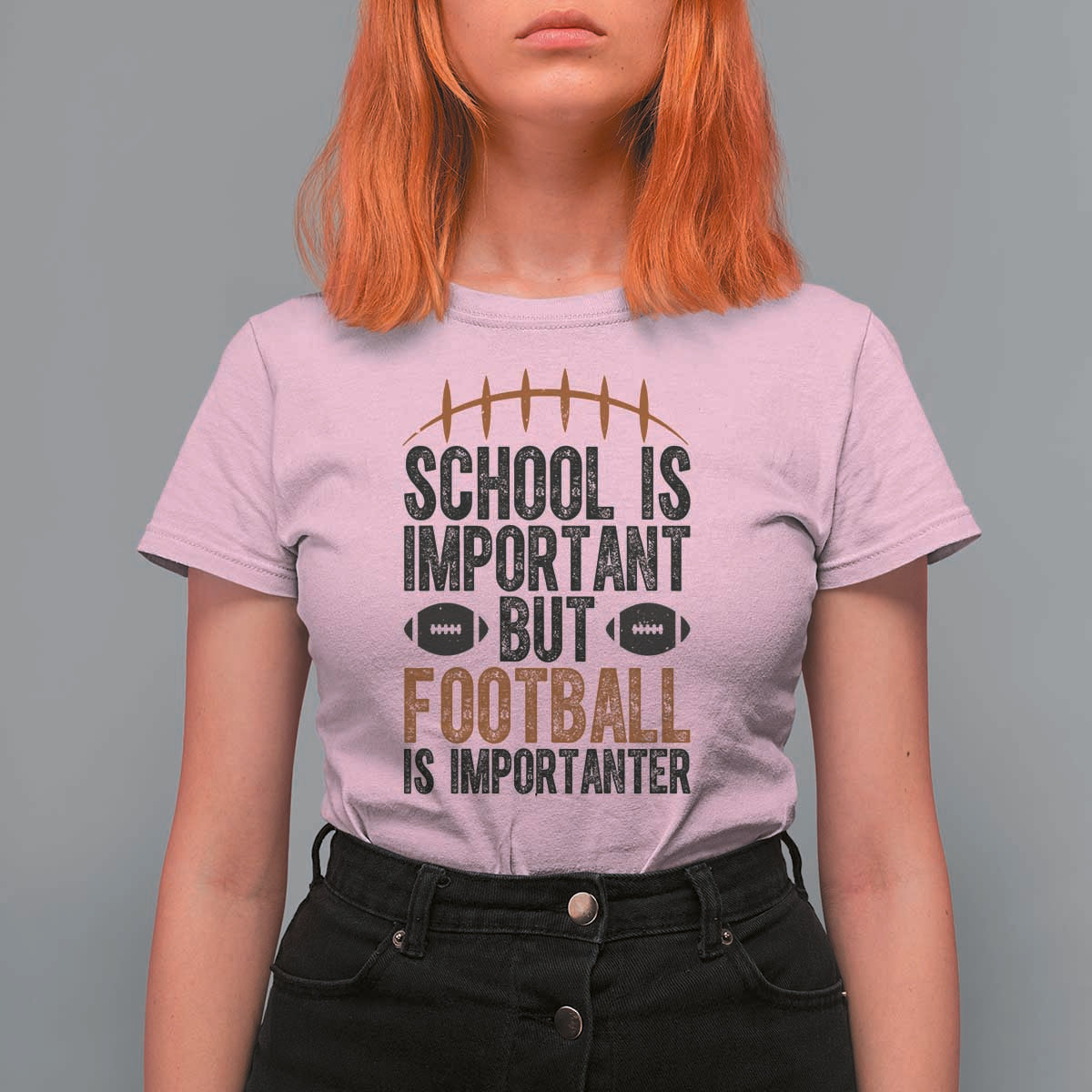 School Is Important But Football Is Importanter T Shirt For Women Funny Sports Fan Gift - Wonder Print Shop