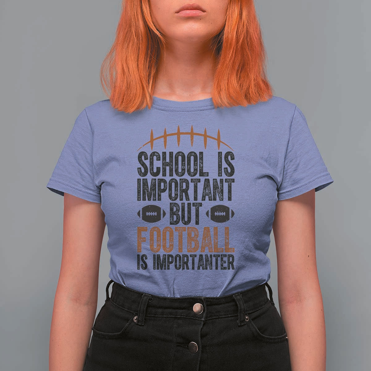 School Is Important But Football Is Importanter T Shirt For Women Funny Sports Fan Gift - Wonder Print Shop
