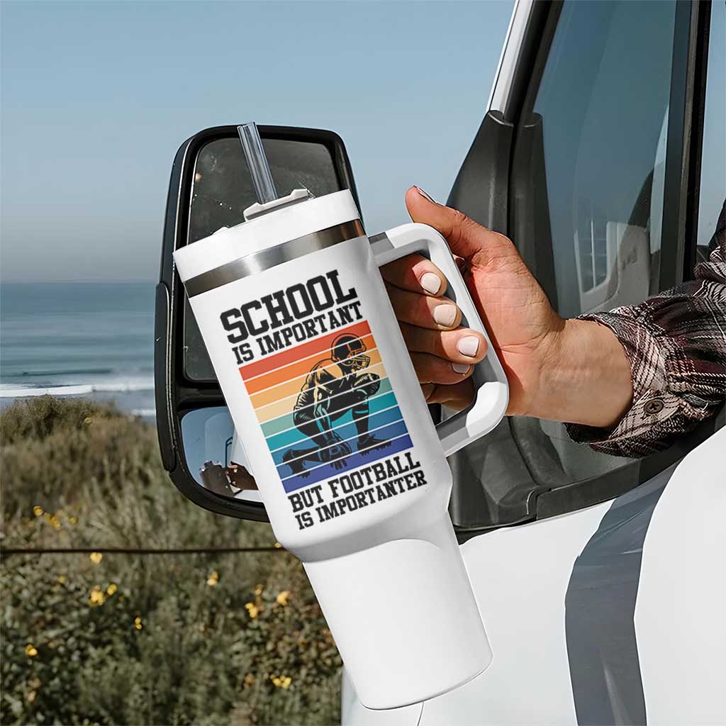 Student Football Fan Tumbler With Handle Funny Importanter Quote Gift - Wonder Print Shop