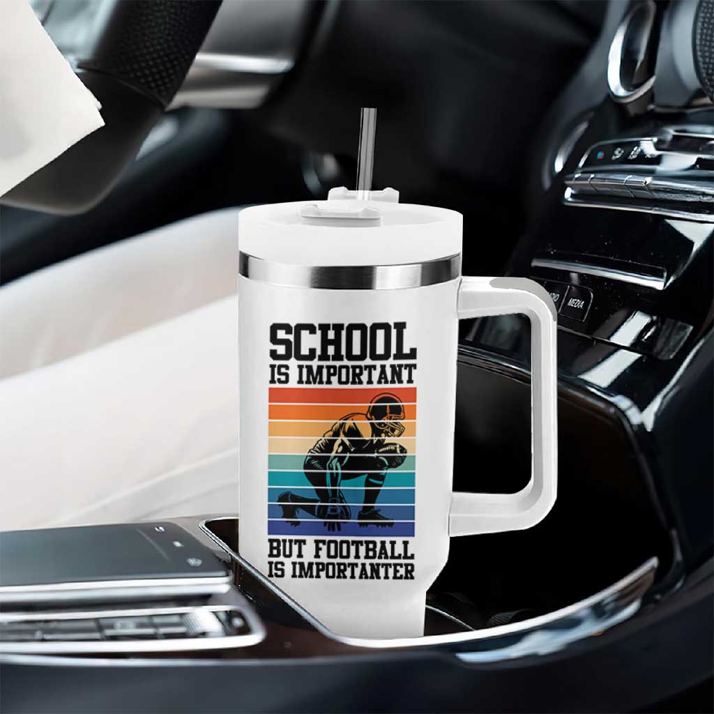 Student Football Fan Tumbler With Handle Funny Importanter Quote Gift - Wonder Print Shop