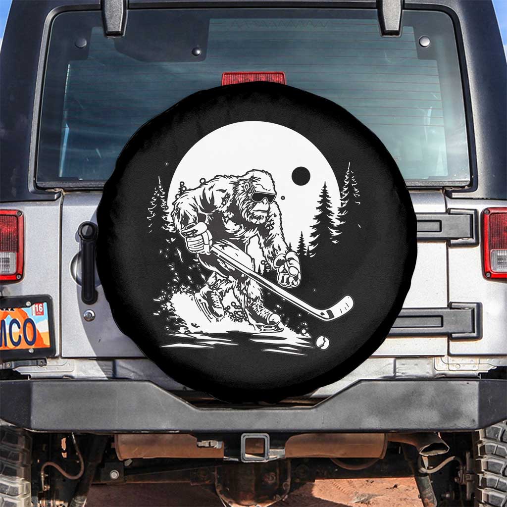 Bigfoot Playing Ice Hockey Spare Tire Cover Funny Cryptid Sports Gift - Wonder Print Shop