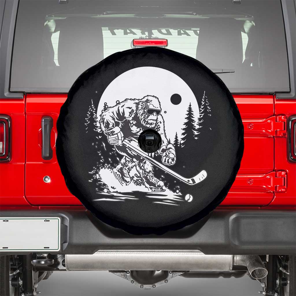 Bigfoot Playing Ice Hockey Spare Tire Cover Funny Cryptid Sports Gift - Wonder Print Shop