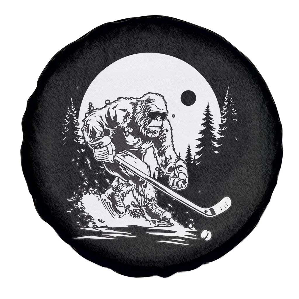 Bigfoot Playing Ice Hockey Spare Tire Cover Funny Cryptid Sports Gift - Wonder Print Shop
