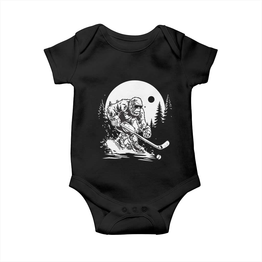 Bigfoot Playing Ice Hockey Baby Onesie Funny Cryptid Sports Gift - Wonder Print Shop