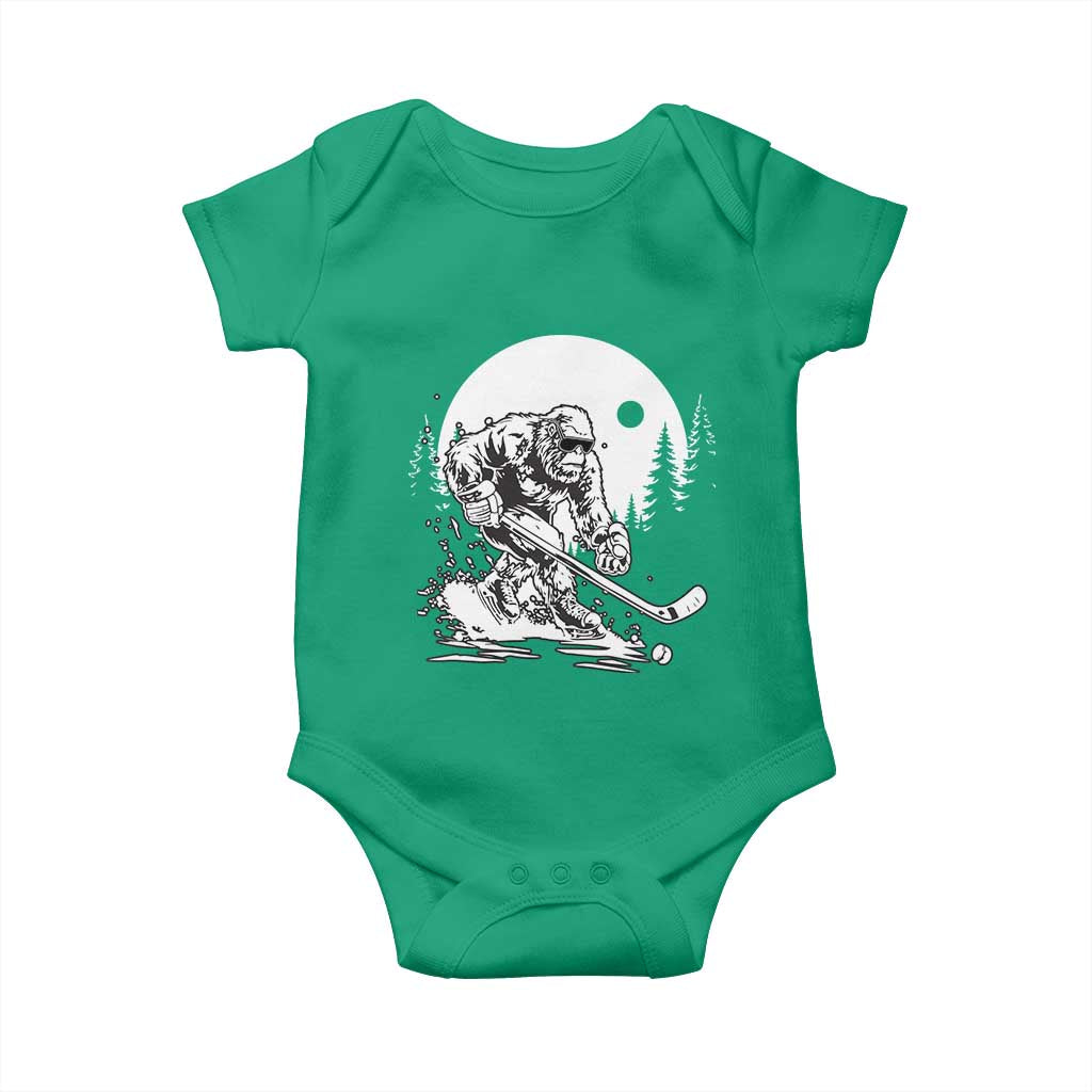 Bigfoot Playing Ice Hockey Baby Onesie Funny Cryptid Sports Gift - Wonder Print Shop