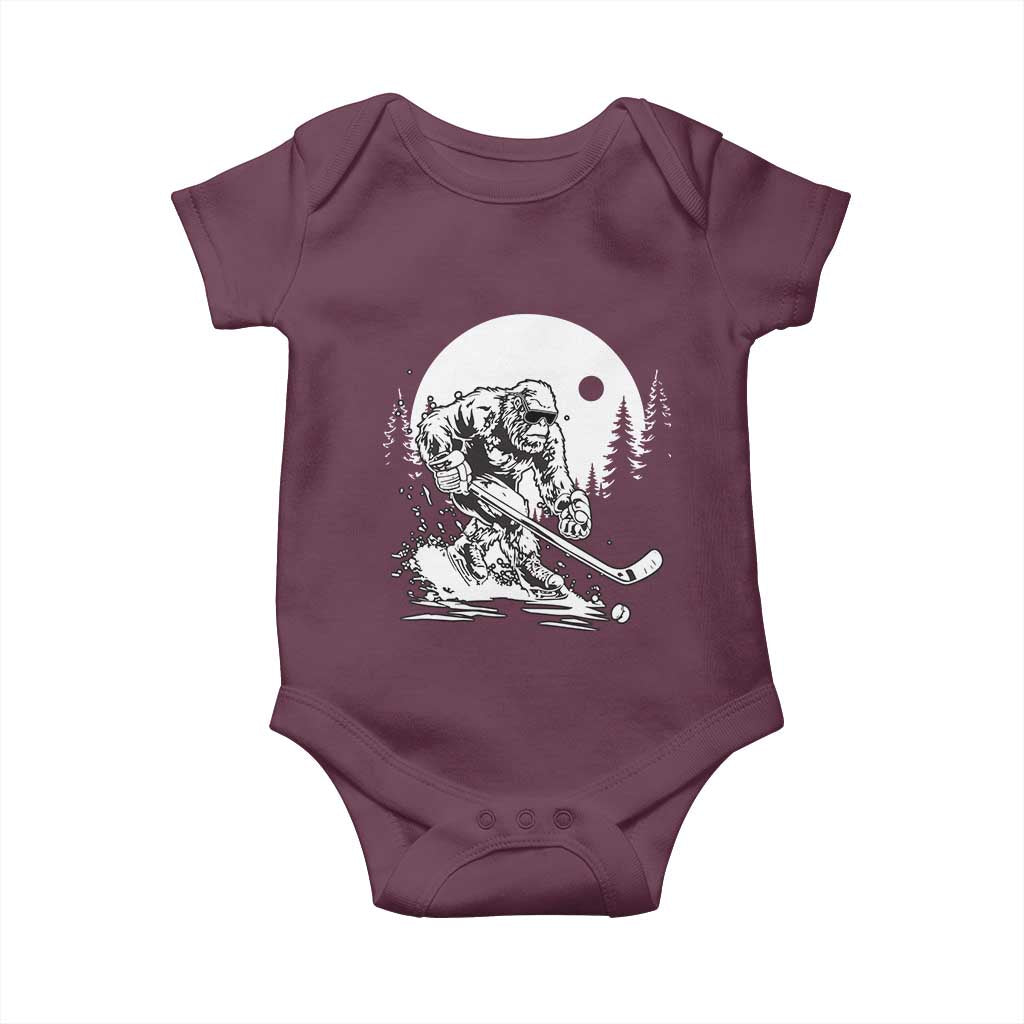 Bigfoot Playing Ice Hockey Baby Onesie Funny Cryptid Sports Gift - Wonder Print Shop