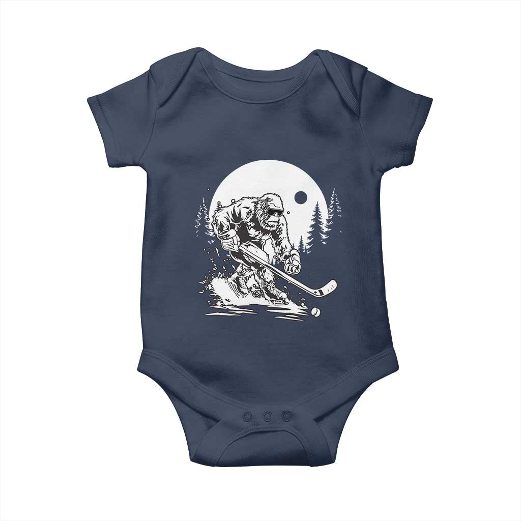 Bigfoot Playing Ice Hockey Baby Onesie Funny Cryptid Sports Gift - Wonder Print Shop