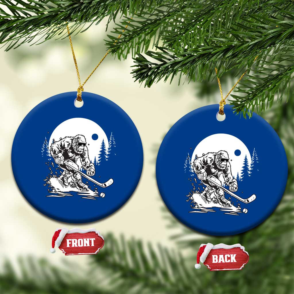 Bigfoot Playing Ice Hockey Ceramic Ornament Funny Cryptid Sports Gift - Wonder Print Shop