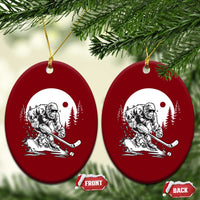 Bigfoot Playing Ice Hockey Ceramic Ornament Funny Cryptid Sports Gift - Wonder Print Shop