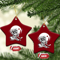 Bigfoot Playing Ice Hockey Ceramic Ornament Funny Cryptid Sports Gift - Wonder Print Shop