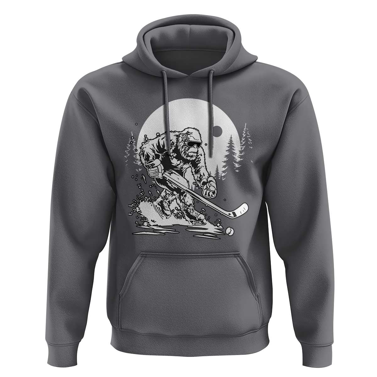 Bigfoot Playing Ice Hockey Hoodie Funny Cryptid Sports Gift - Wonder Print Shop