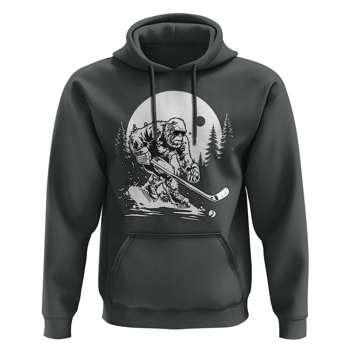 Bigfoot Playing Ice Hockey Hoodie Funny Cryptid Sports Gift - Wonder Print Shop