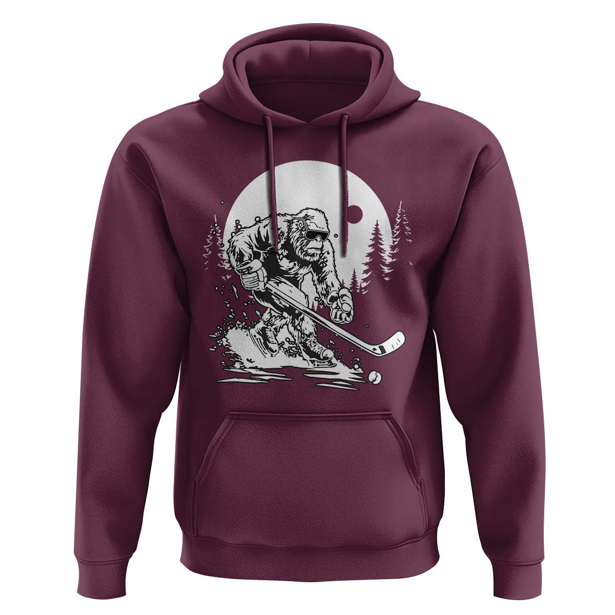 Bigfoot Playing Ice Hockey Hoodie Funny Cryptid Sports Gift - Wonder Print Shop