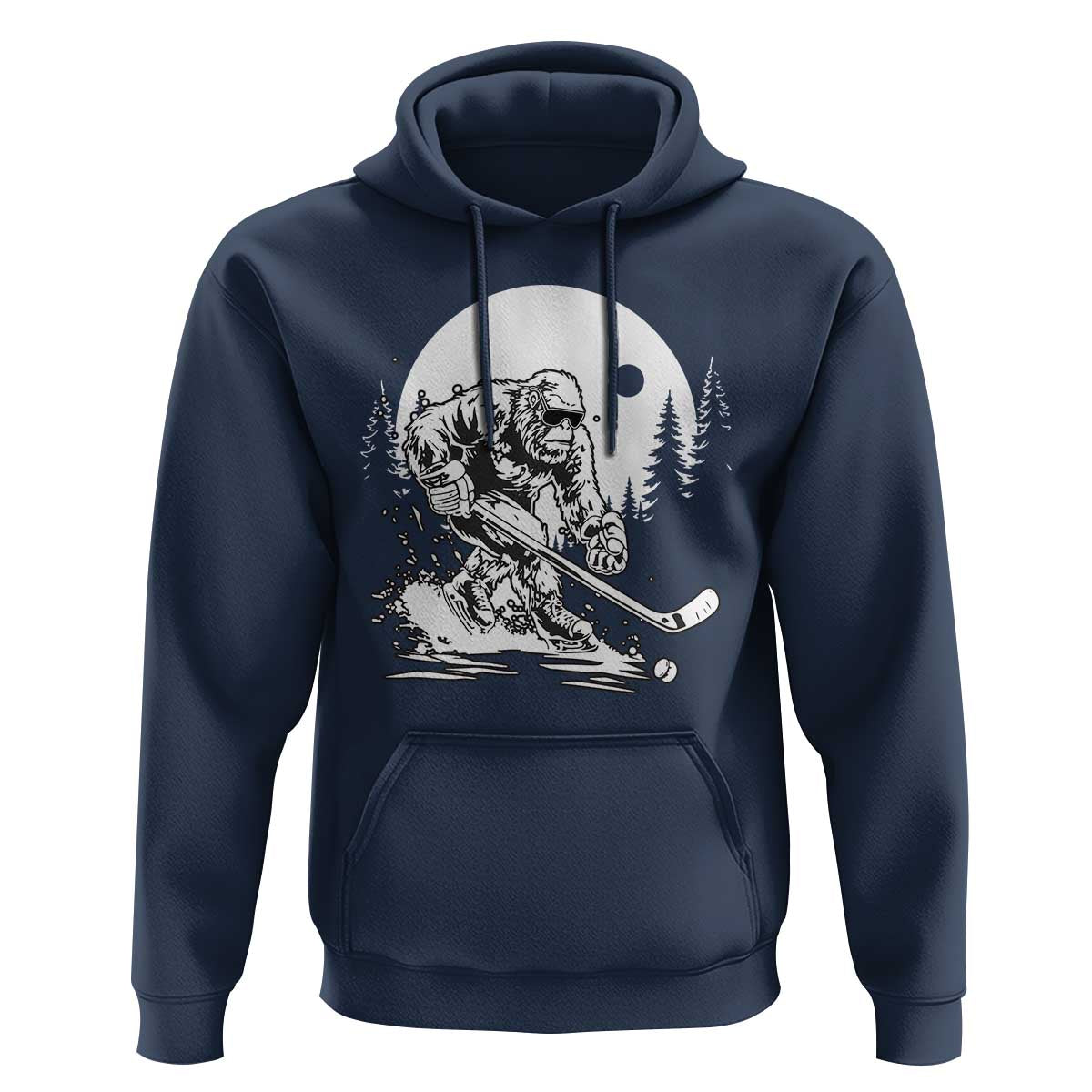 Bigfoot Playing Ice Hockey Hoodie Funny Cryptid Sports Gift - Wonder Print Shop