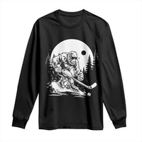 Bigfoot Playing Ice Hockey Long Sleeve Shirt Funny Cryptid Sports Gift - Wonder Print Shop