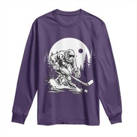 Bigfoot Playing Ice Hockey Long Sleeve Shirt Funny Cryptid Sports Gift - Wonder Print Shop